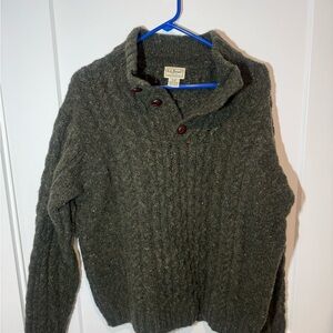 Vintage L.L. Bean Cable Knit Wool Fisherman’s Sweater. Made in Ireland. Casual M